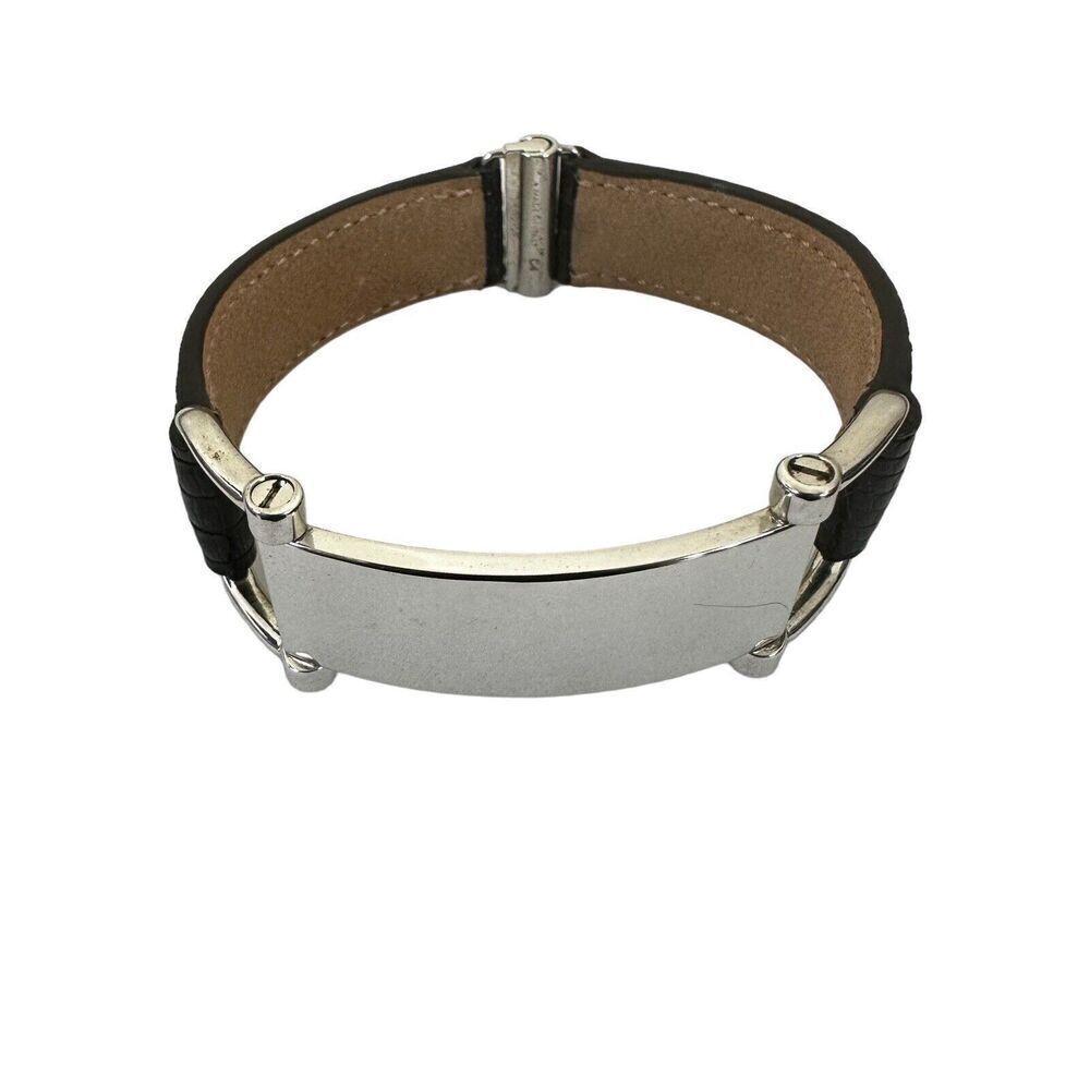 CELINE Paris Black Lizard Leather Bracelet | Silver Hardware | Vintage Designer